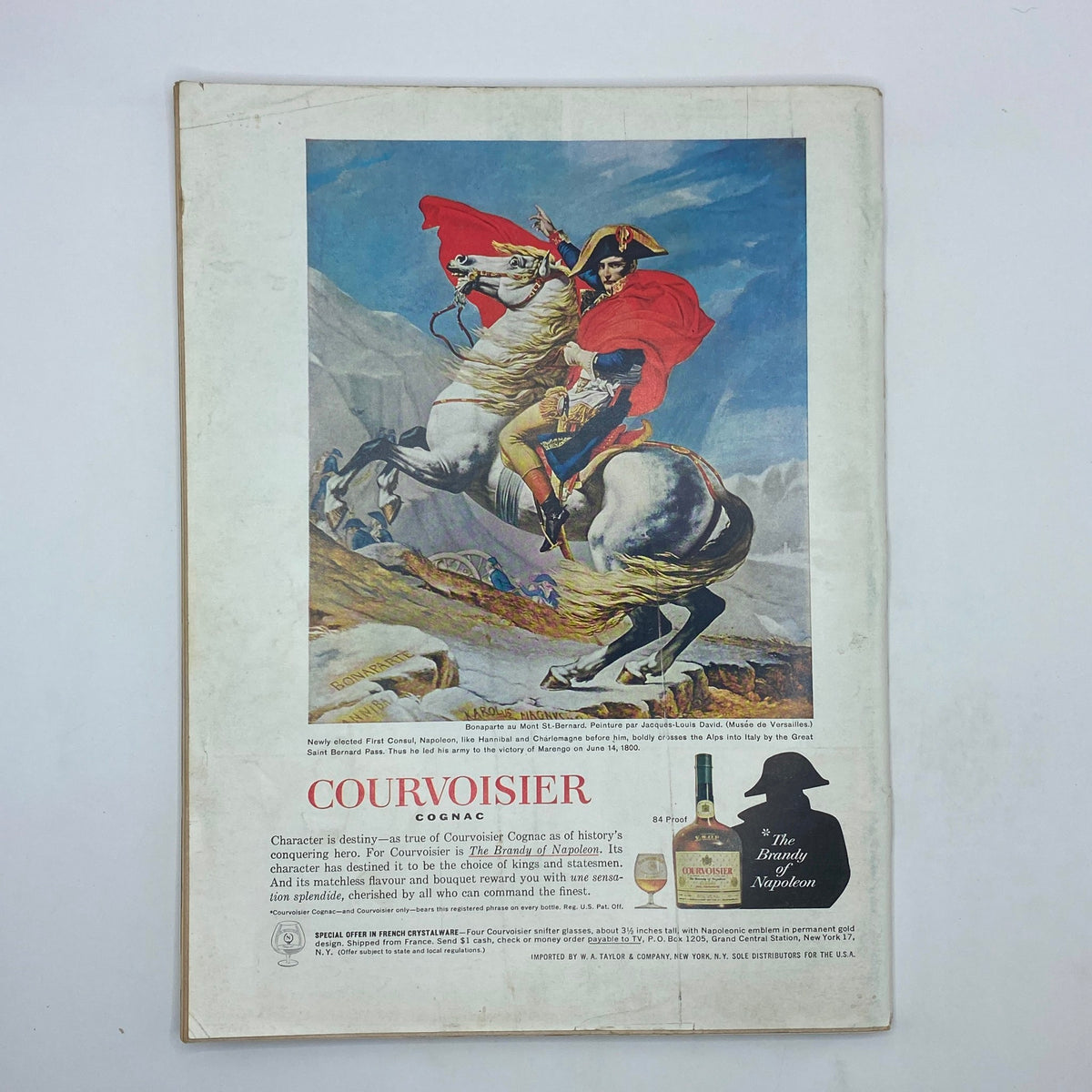 The New Yorker Complete Magazine March 30, 1963 Abe Birnbaum Cover No Label showcasing a vintage advertisement for Courvoisier Cognac featuring a rider in a red cloak on a horse.