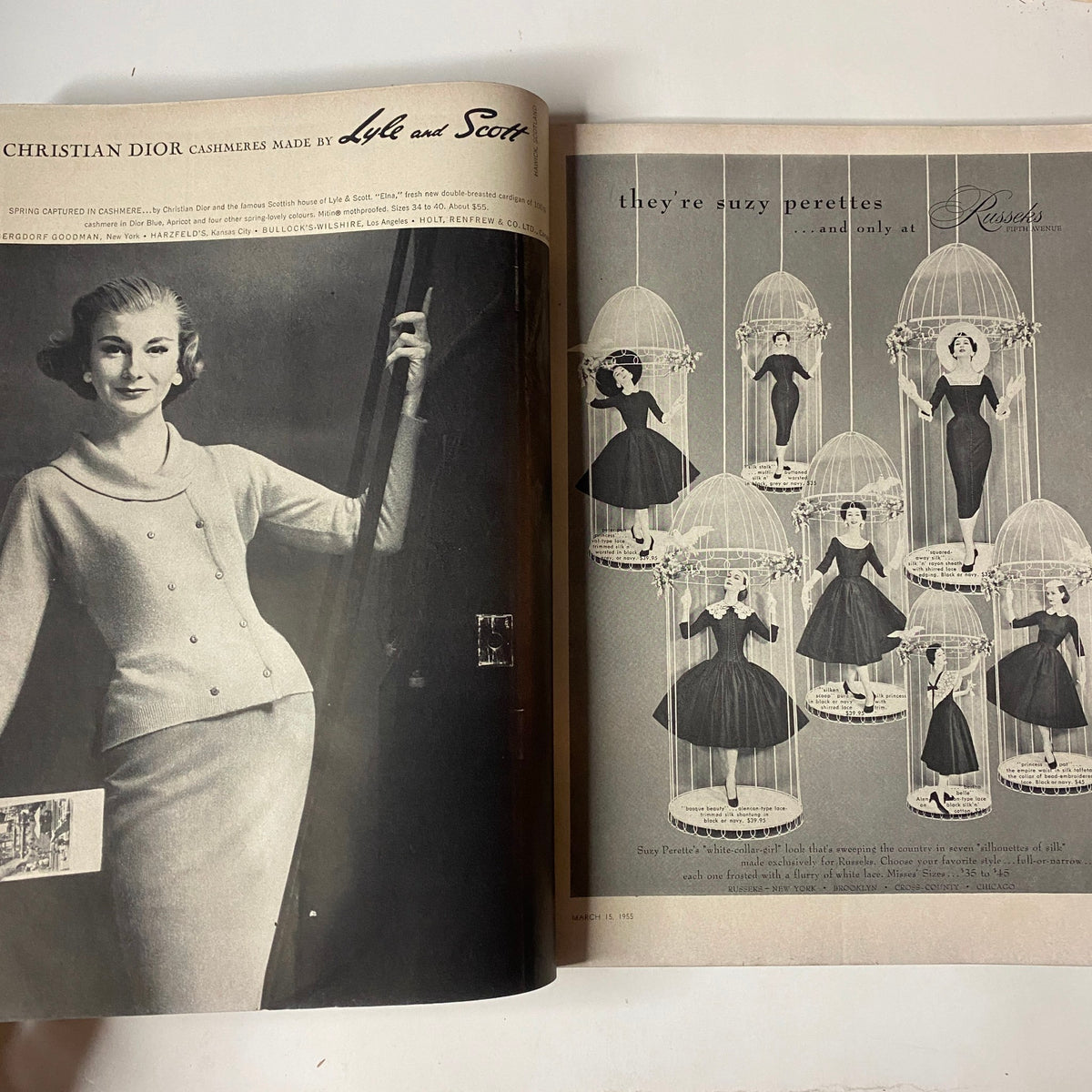 Vogue Magazine March 15, 1955 Sunny Harnett by John Rawlings GD Interior