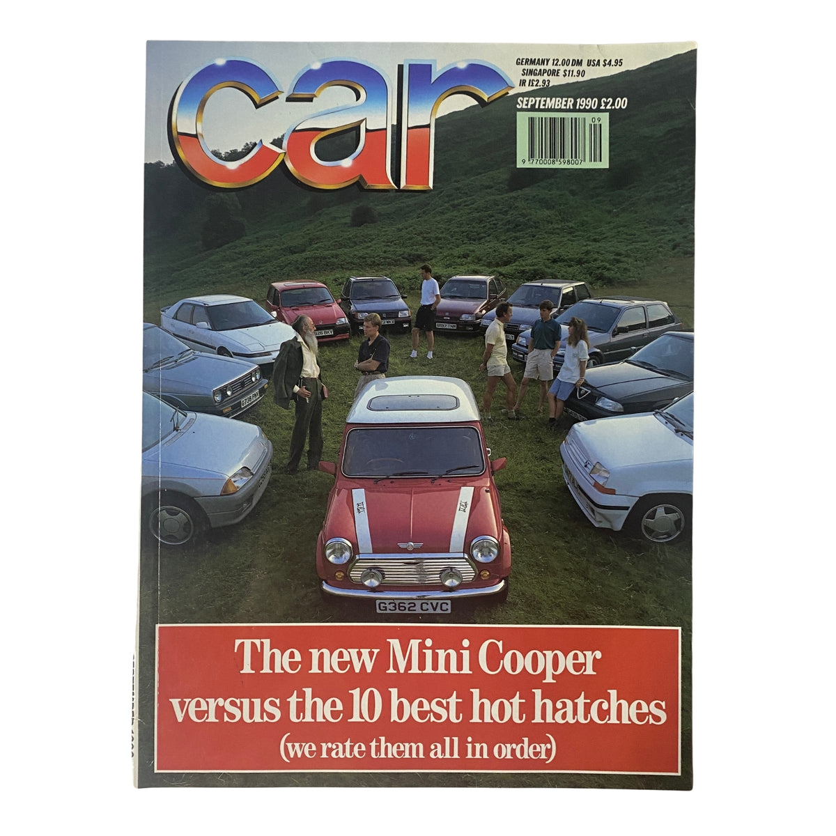 Car Magazine UK Import September 1990 cover featuring the new Mini Cooper versus the 10 best hot hatches.