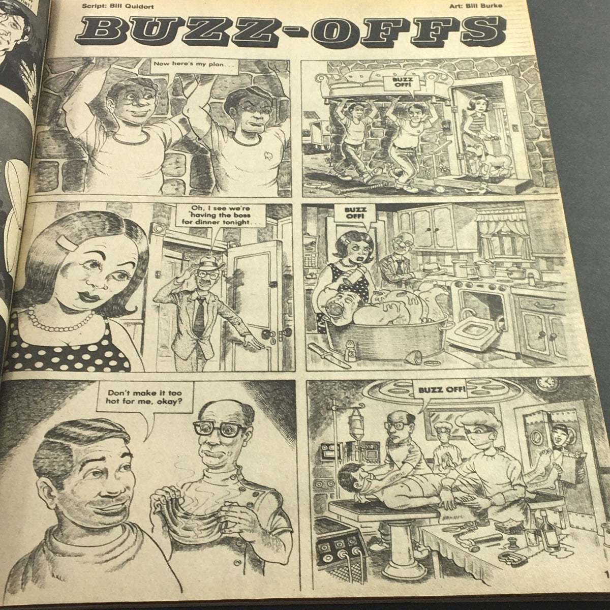 Comic strip titled 'Buzz-Offs' from VTG Wacko Magazine October 1981, Issue #3 containing humorous visual storytelling.