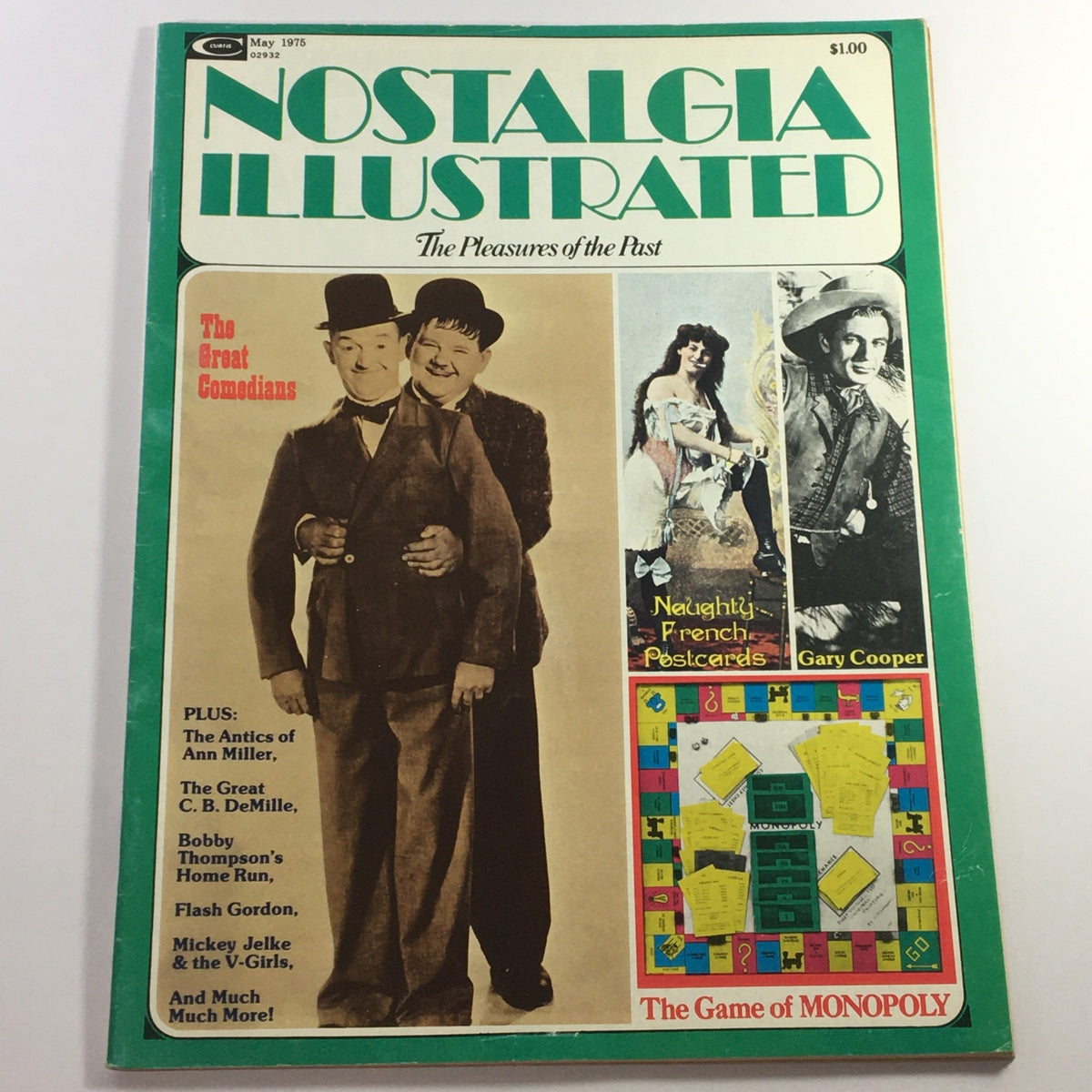 Cover of VTG Nostalgia Illustrated Magazine May 1975 featuring Ann Miller and Bobby Thompson, showcasing the title with a vintage design and images of comedians.