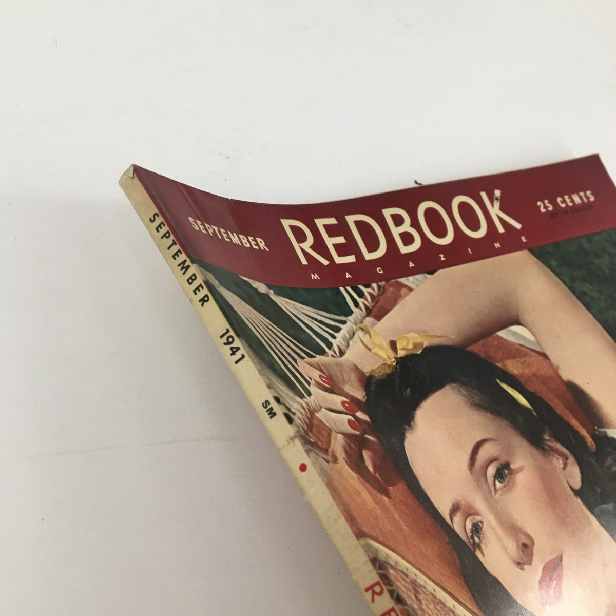 Cover of VTG Redbook Magazine September 1941 featuring a vintage design and Miss Katheryn Hernan's pose.
