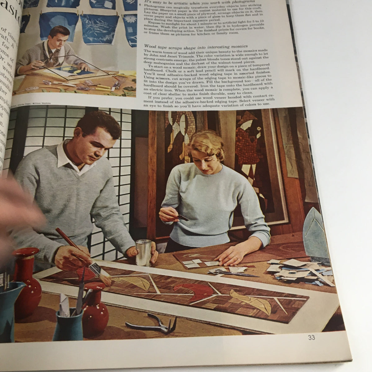 Better Homes & Gardens Magazine Kitchen Ideas 1963 - A couple engaged in artistic activities within the home, providing a glimpse of 1960s home life and creative pursuits.