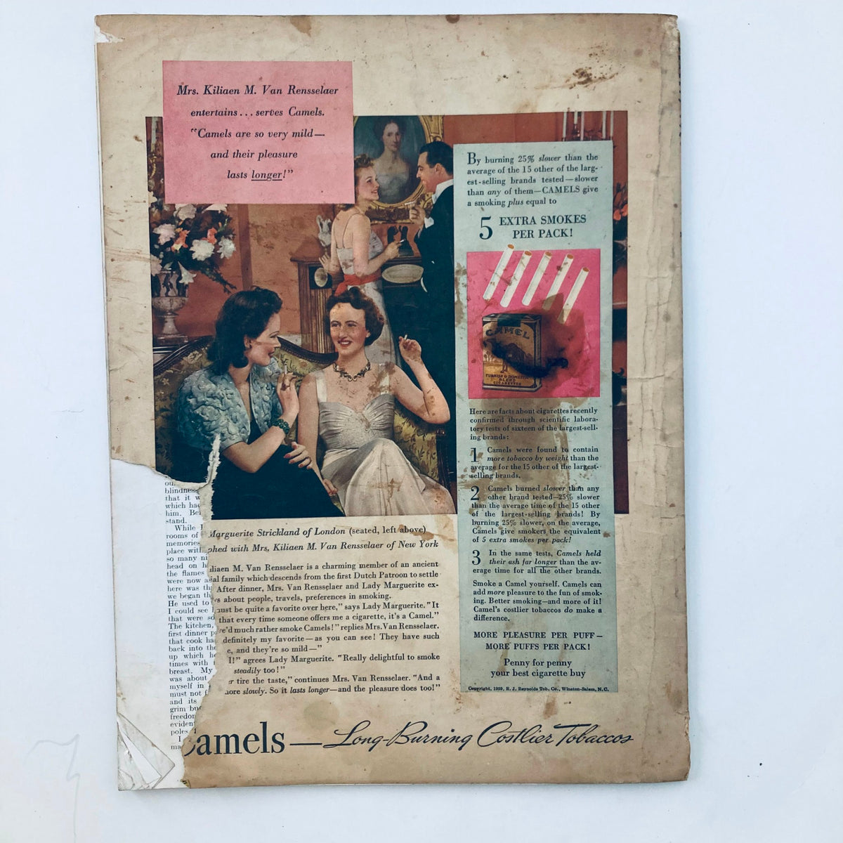 Back cover of VTG True Experiences Magazine January 1940 Vol 28 #2 featuring advertisements and historical context, reflecting the magazine's vintage appeal.