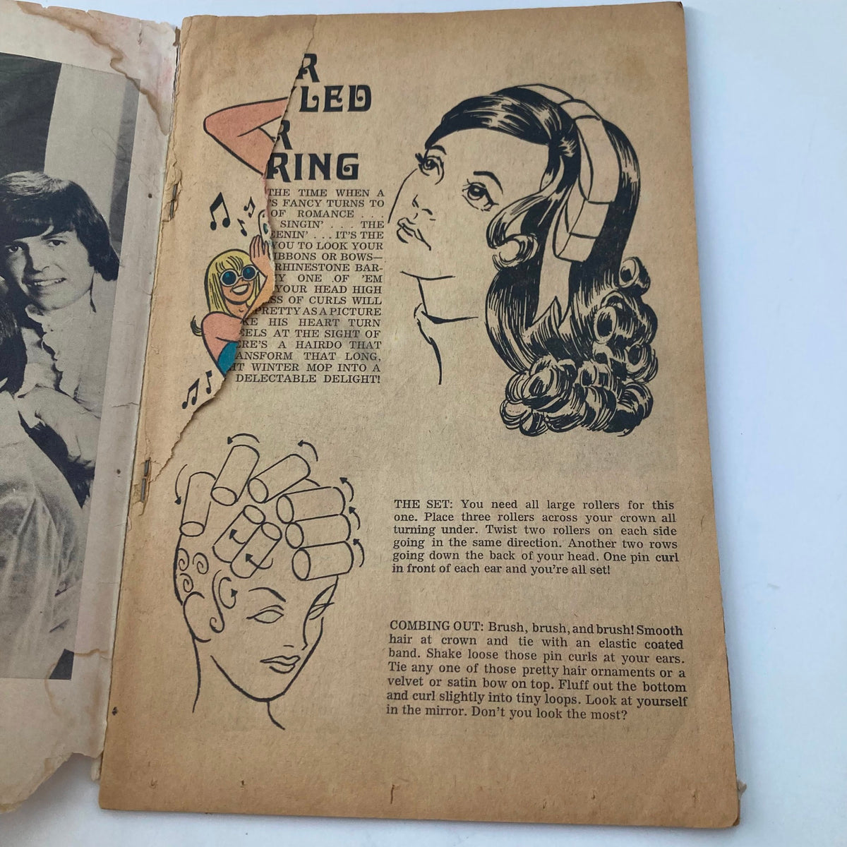Inside page of the VTG 1966 Tippy's Friends Go-Go & Animal #13 comic book showcasing a vintage hairstyle tutorial with illustrations, reflecting the fashion and beauty standards of the 1960s.