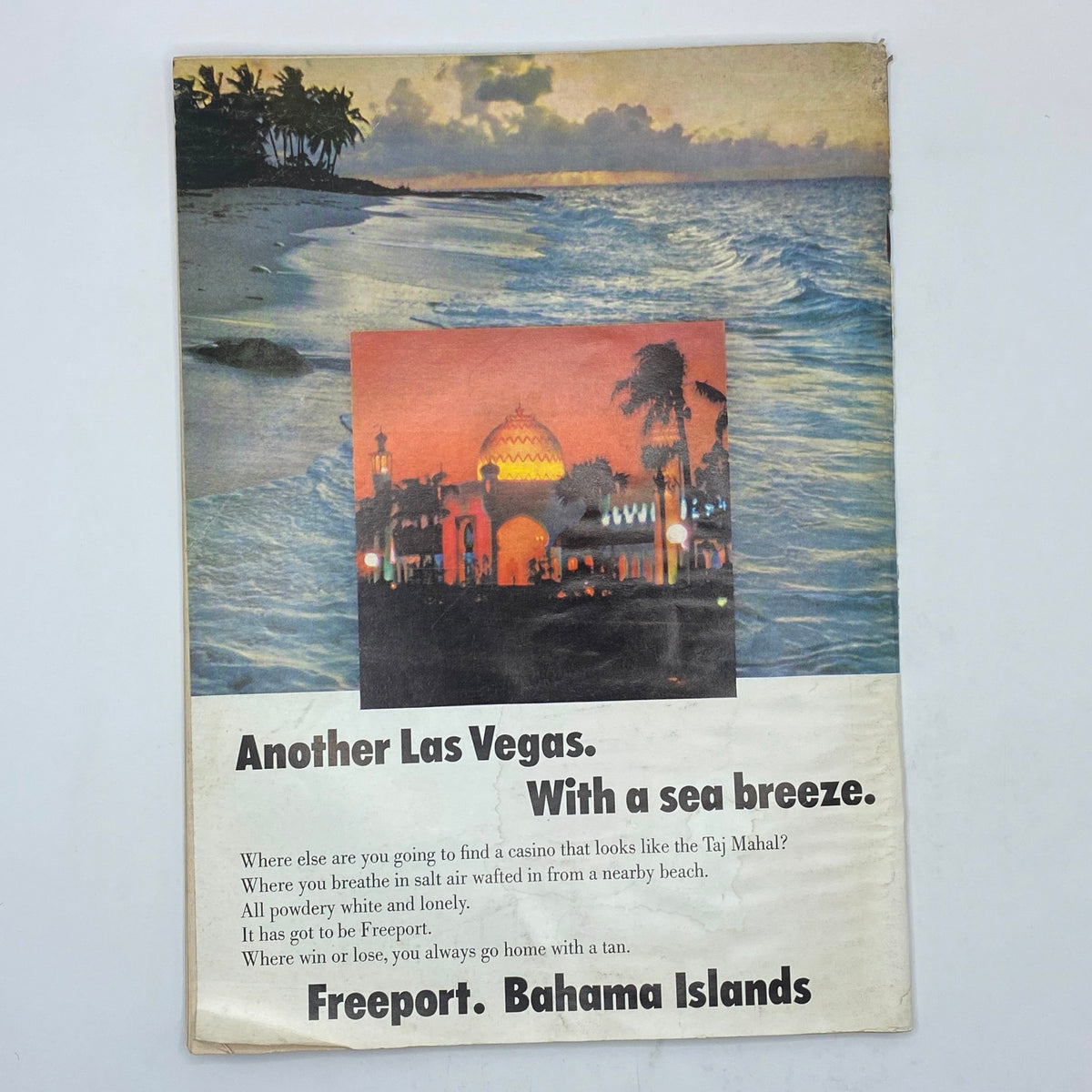 Back cover of The New Yorker Complete Magazine January 20, 1968 advertising Freeport, Bahamas as a vacation destination.
