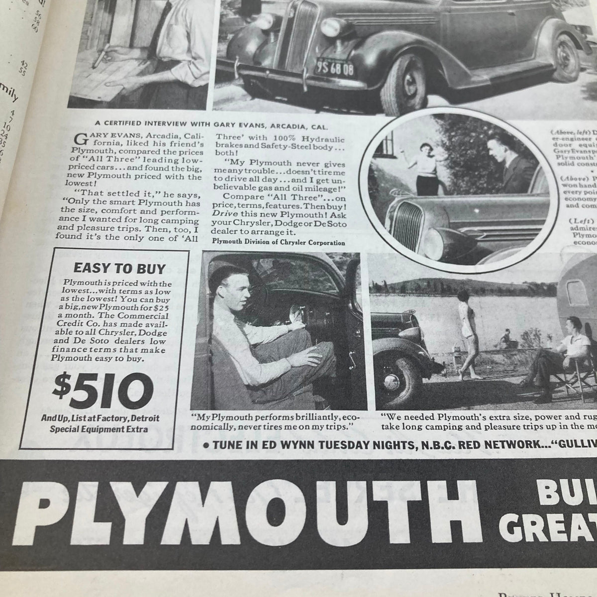 Page from Better Homes & Gardens Magazine June 1936 showcasing a car advertisement along with editorial content about lifestyle and home management.