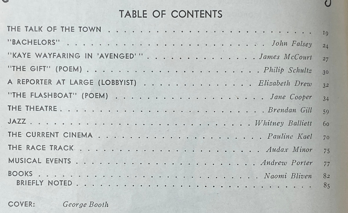 Table of contents page from The New Yorker Complete Magazine January 9, 1978, featuring articles by John Falsey, James McCourt, and other contributors, highlighting the magazine's rich literary content.