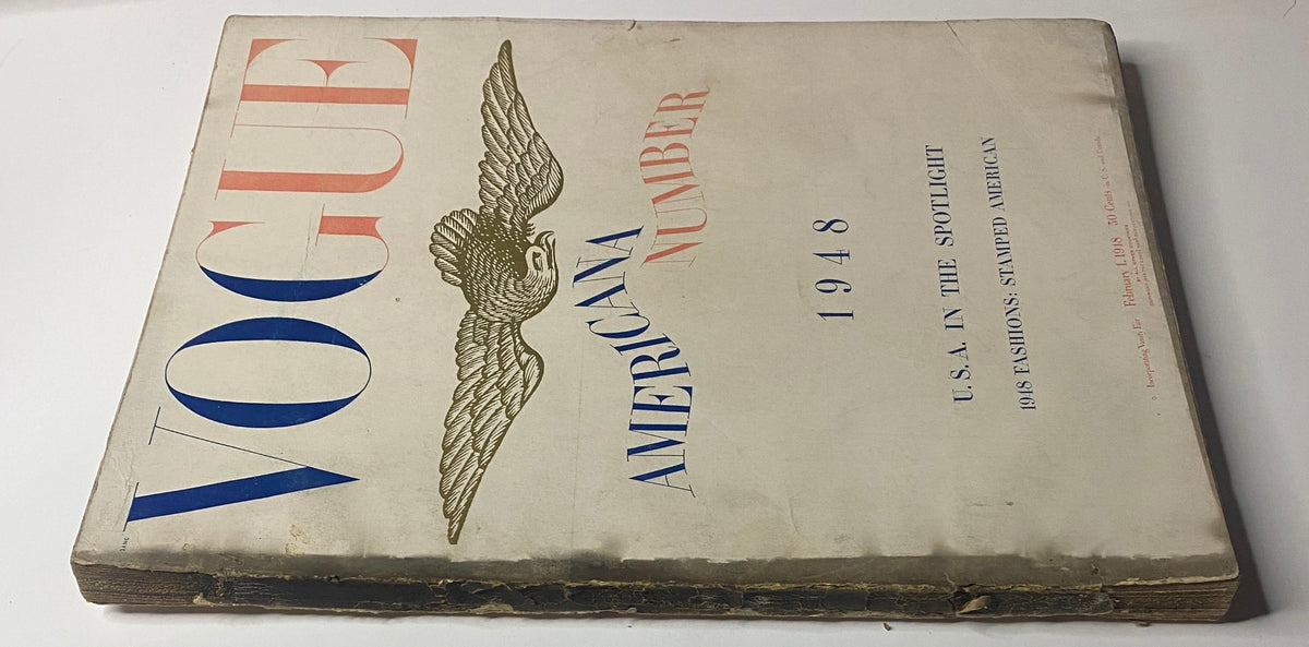 Another view of the cover of Vogue Magazine February 1, 1948 Americana Number featuring bold typography and vintage styling.