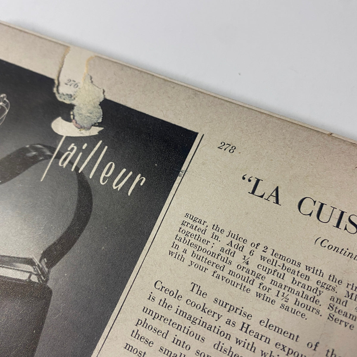 Vogue Magazine February 1, 1948 Americana Number 1948 GD Interior, an excerpt from 'LA CUISINE CREOLE' discussing dishes like Eggs with Browned Butter, capturing nostalgic magazine features.