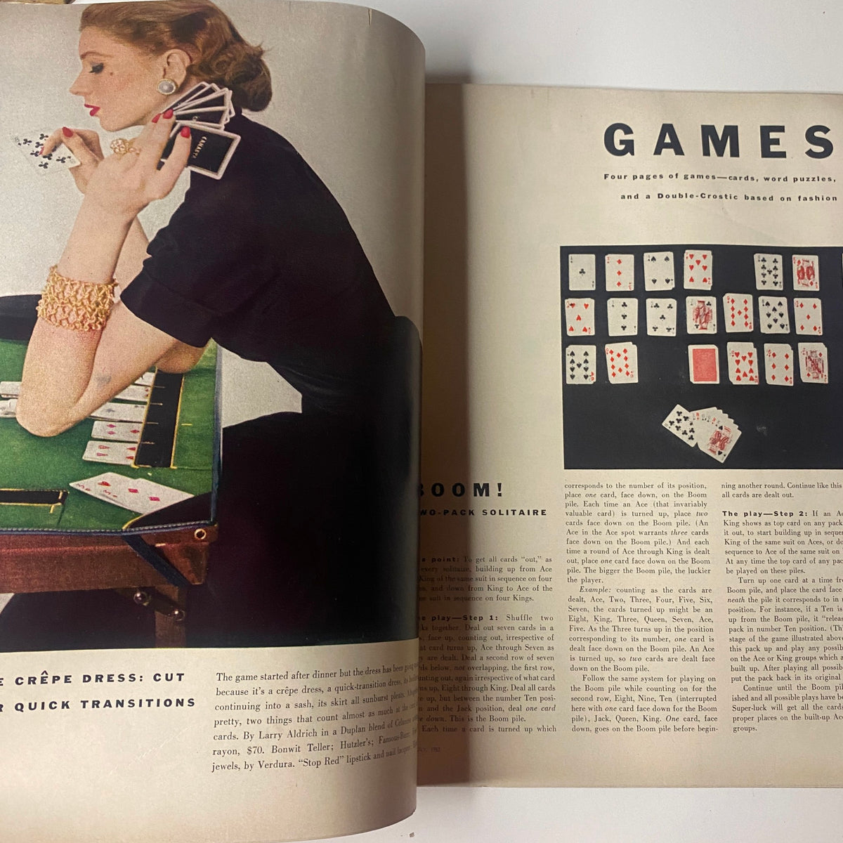Vogue Magazine July 1952 Ruth Neumann Cover by Irving Penn featuring a vintage fashion editorial showcasing a woman playing cards, highlighting the game's strategic moments in a stylish setting.