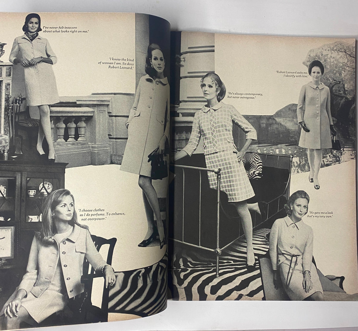 Vogue Magazine February 1, 1969 featuring Candice Bergen on the cover, showcasing a fashionable spread with models wearing chic outfits styled for American spring collections.