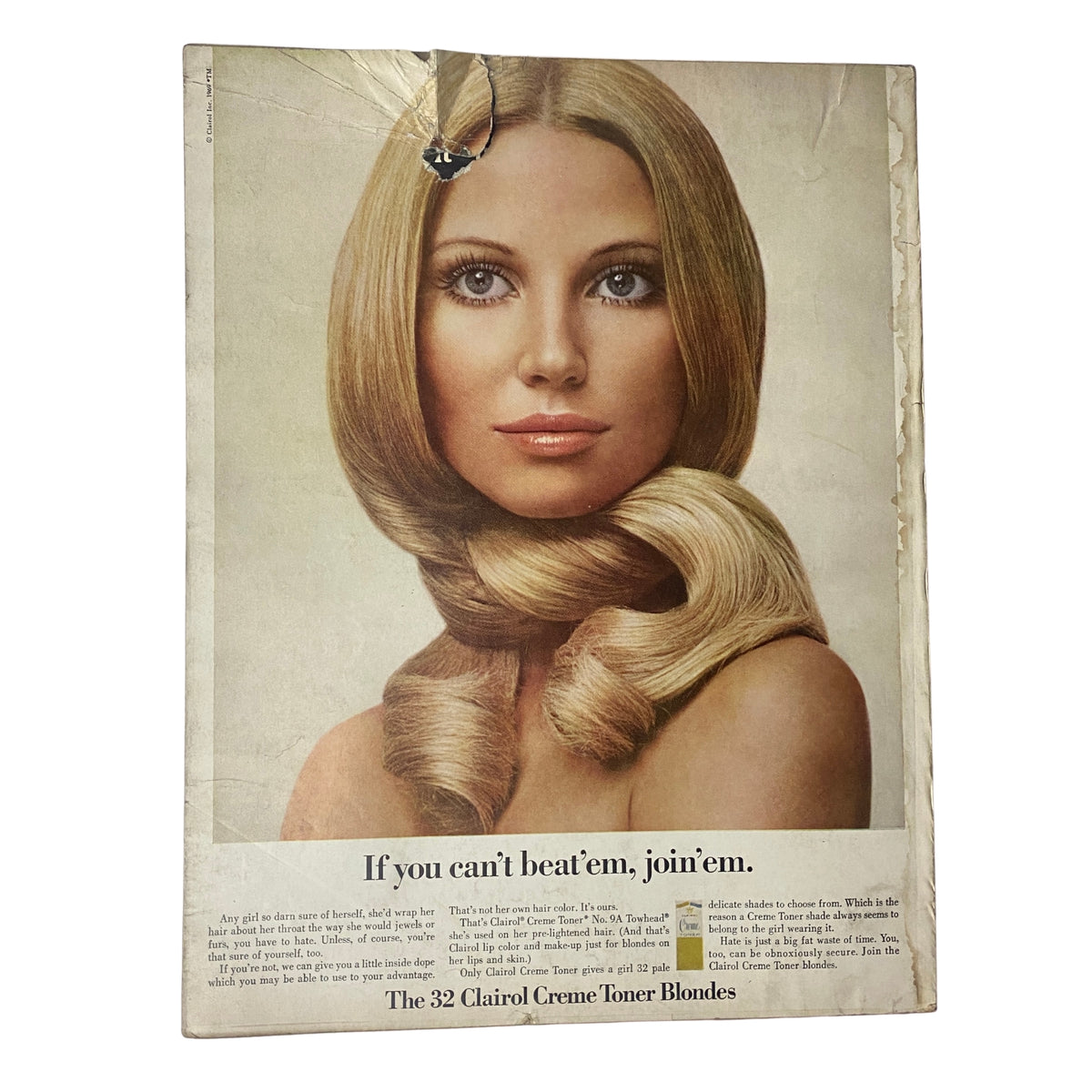Vogue Magazine cover from February 15, 1969 featuring Evelyn Kuhn, photographed by Irving Penn, showcasing a stunning hairstyle advertisement with a model's long blonde hair and a tagline about hair products.