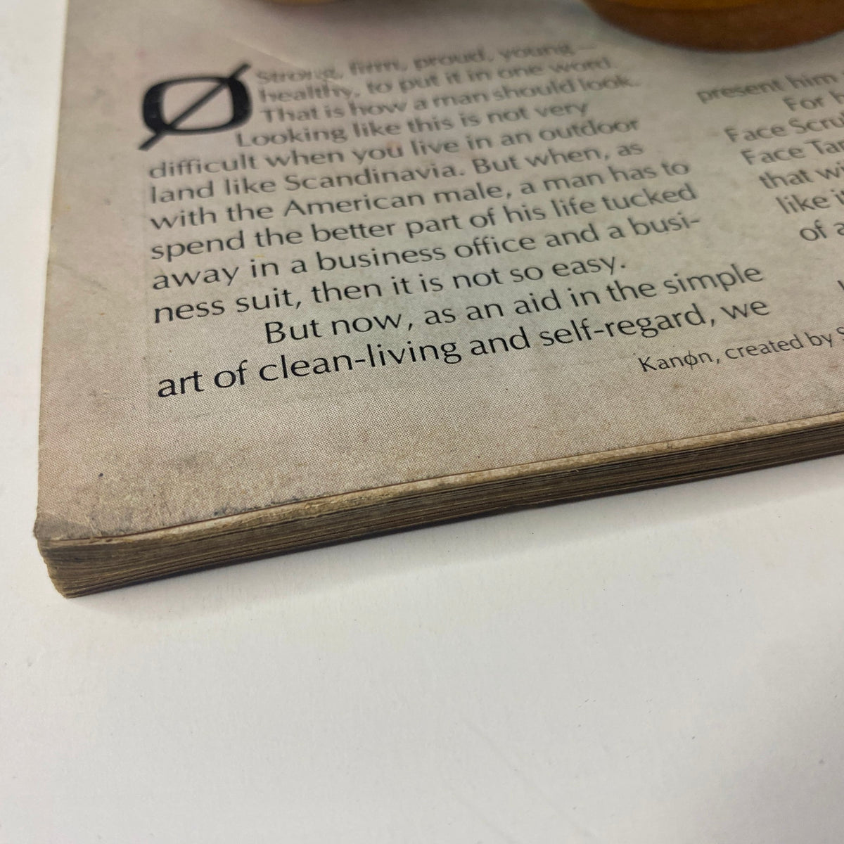 Close-up image from Vogue Magazine November 15, 1969 showing vintage text discussing lifestyle and self-regard with a focus on clean living.