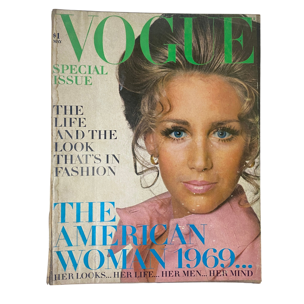 Cover of Vogue Magazine May 1969 featuring Windsor Elliott, photographed by Irving Penn, showcasing a vintage style with emphasis on American women's fashion.