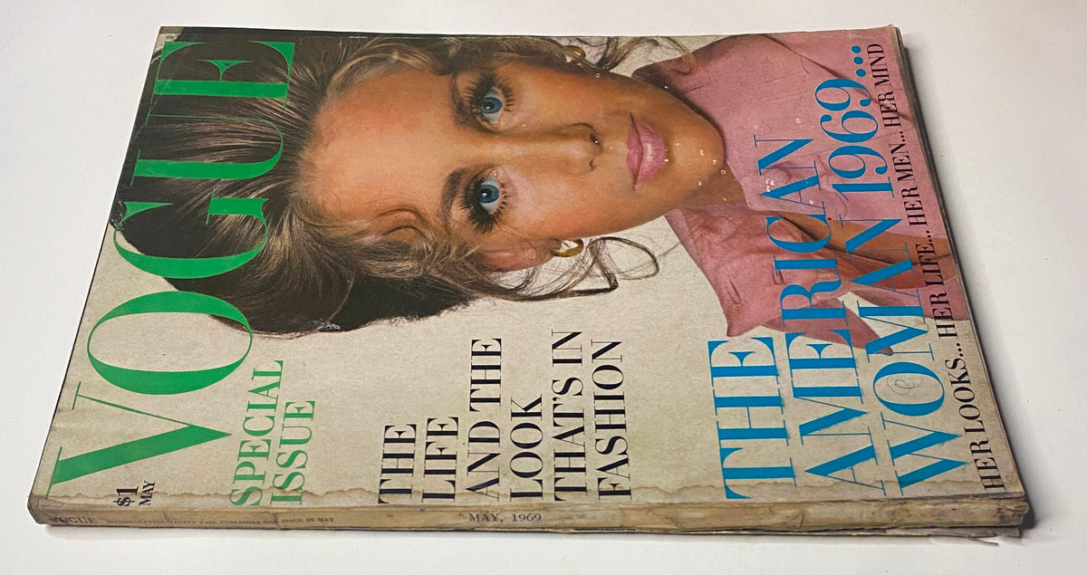 Another view of the Vogue Magazine May 1969 cover displaying Windsor Elliott, highlighting her beauty and a classic fashion theme from the late 1960s.