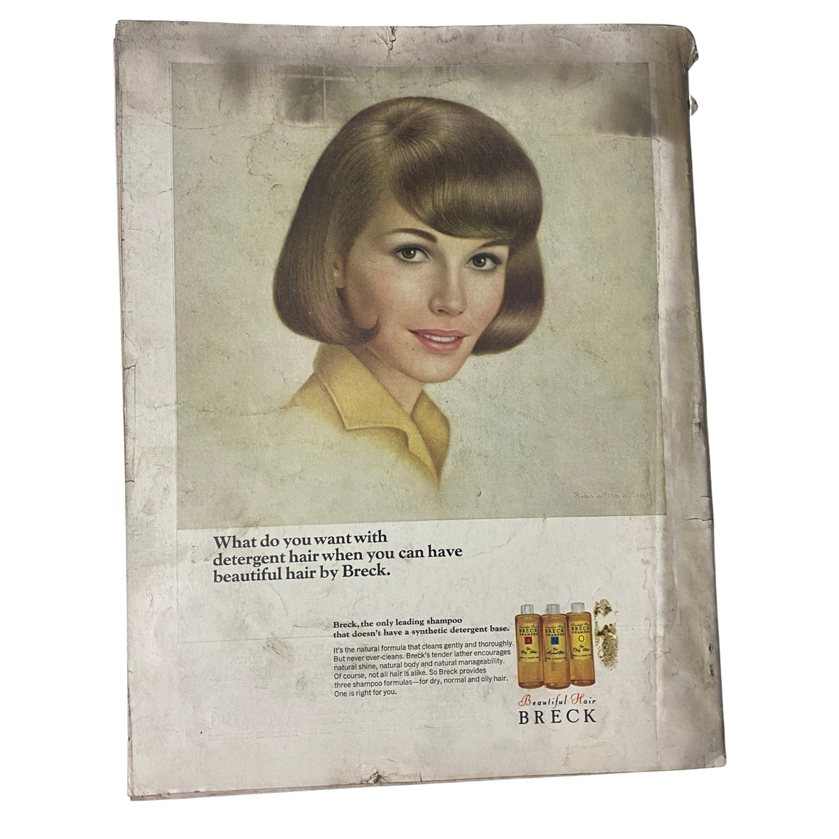 Vintage advertisement from Vogue Magazine January 15, 1965, promoting Breck hair products with a stylish model showcasing a classic bob haircut.