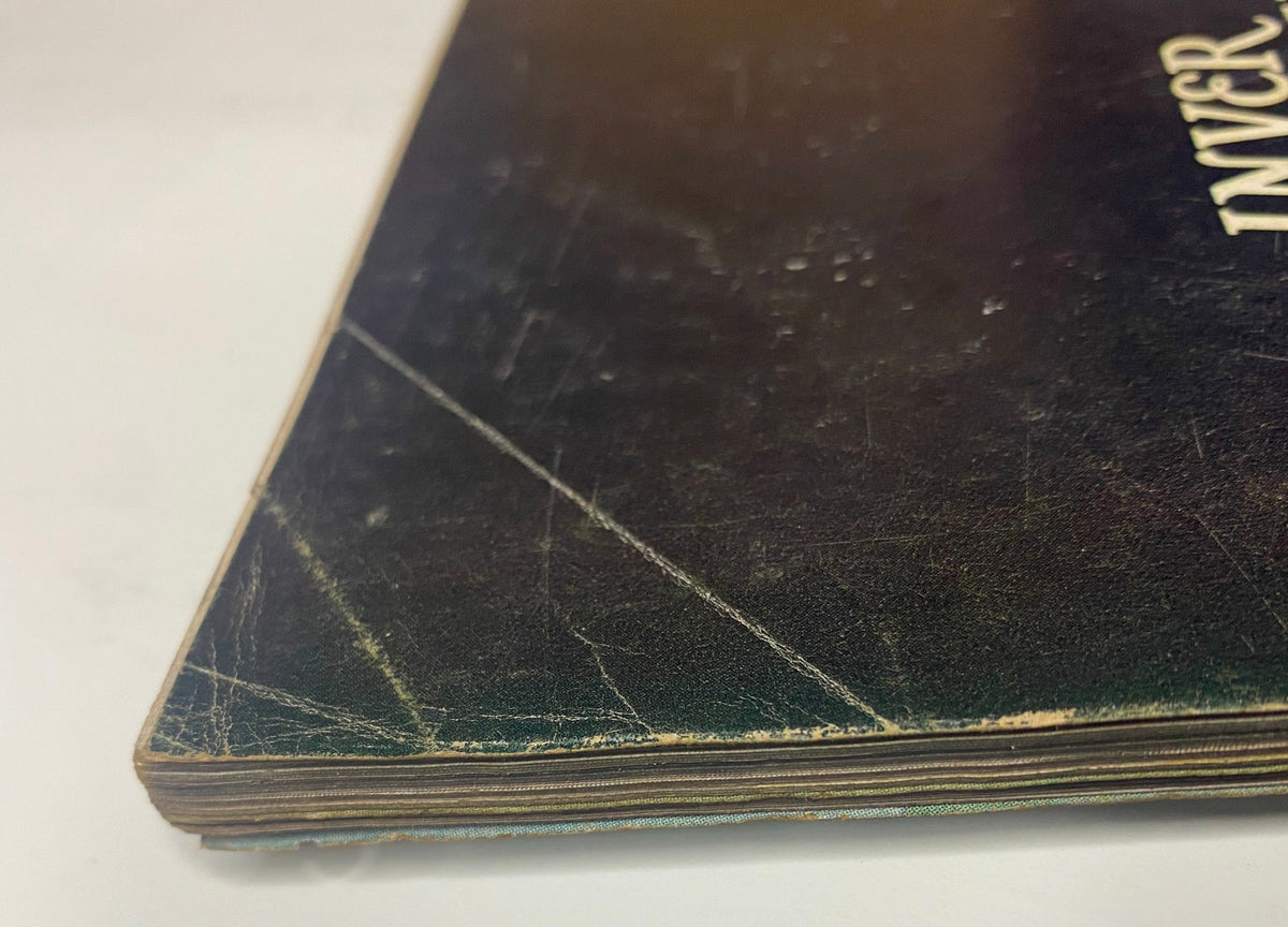 Detail view of the spine of Vogue Magazine July 1969 with visible wear and tear, capturing the authentic vintage quality of the publication.