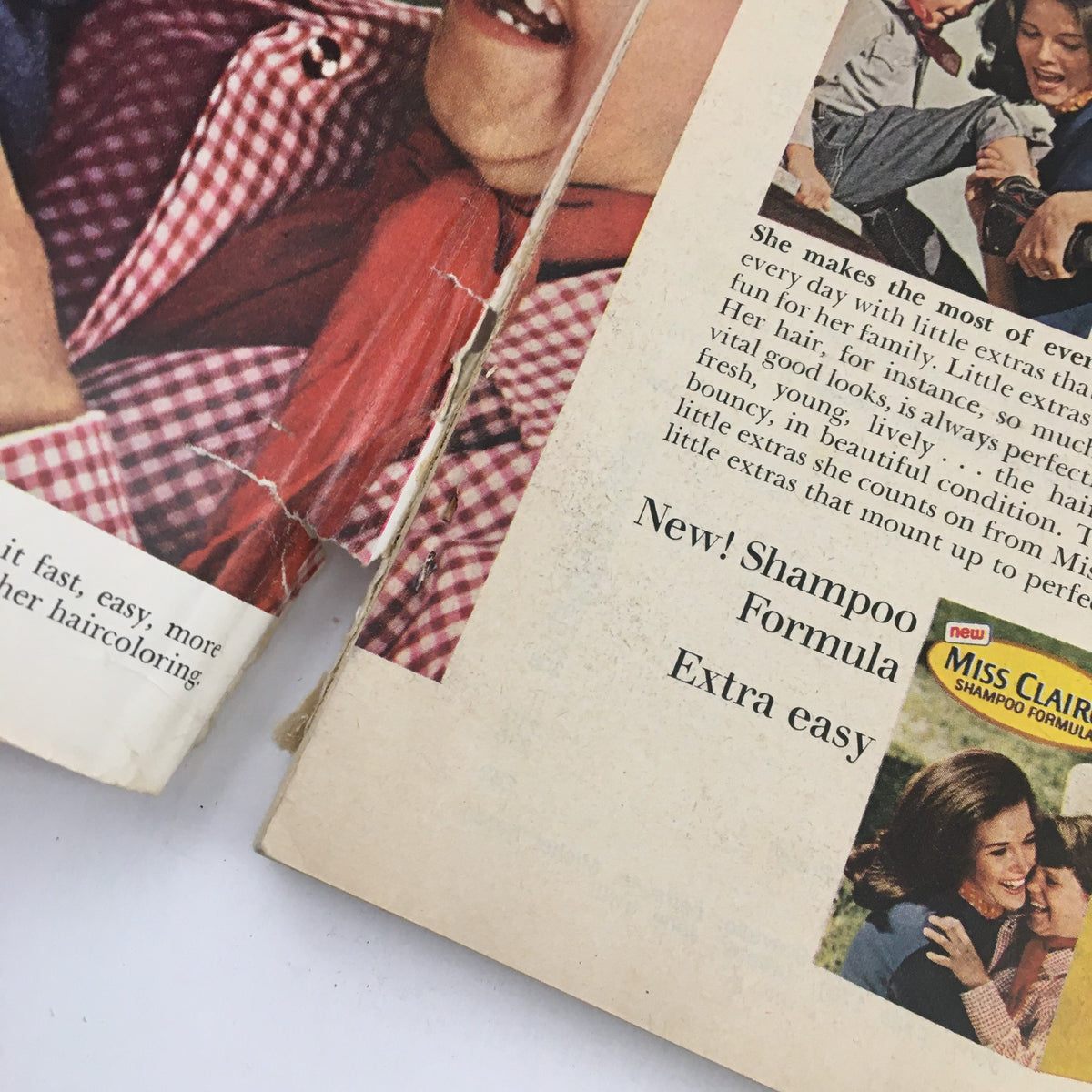 Detailed view of an advertisement from the interior of Good Housekeeping Magazine April 1967, showcasing a family enjoying time together, emphasizing the magazine's focus on household tips.