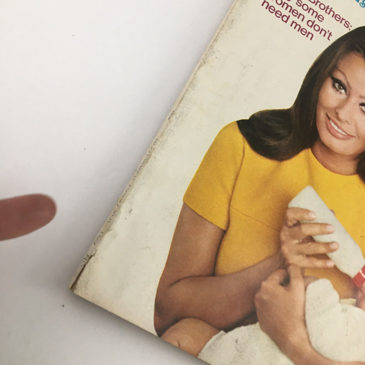 Close-up of the Good Housekeeping Magazine November 1969 cover highlighting Joyce Brothers and her article 'Don't Need Men', showcasing retro magazine aesthetics.