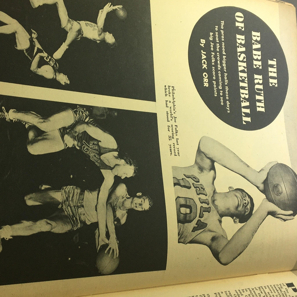VTG Salute Magazine December 1947 showcasing a feature article titled 'The Babe Ruth of Basketball' with images of basketball players from that era.