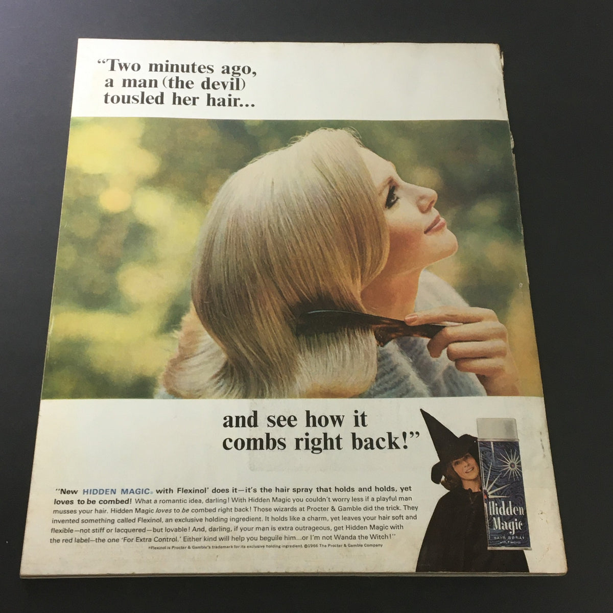Back cover advertisement of VTG Journal Magazine February 1966 Vol 83 #2 featuring a model and hair care product promotion.