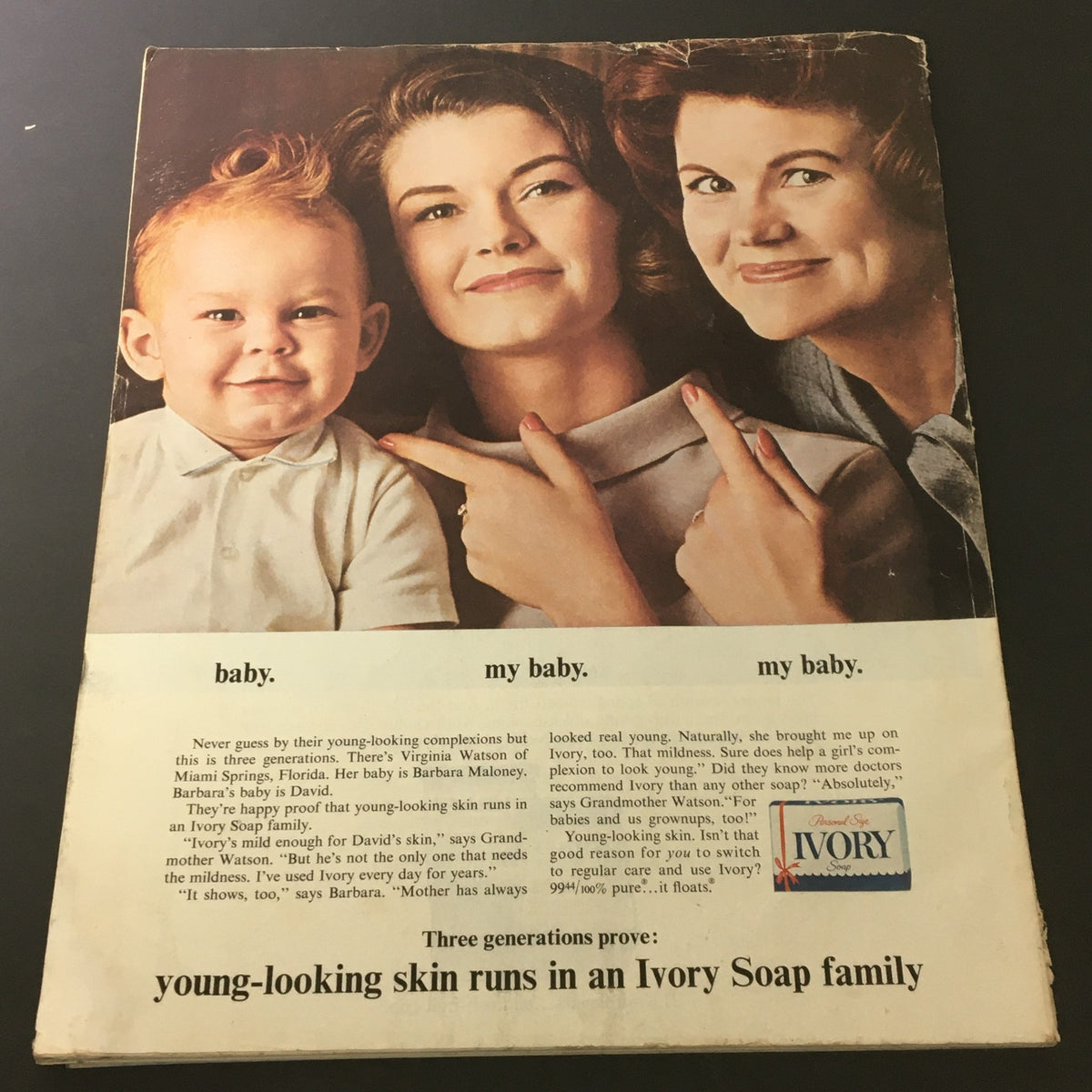 Cover image of the VTG Journal Magazine August 1964 featuring a vintage advertisement promoting Ivory Soap, highlighting three generations of young-looking skin in a family.