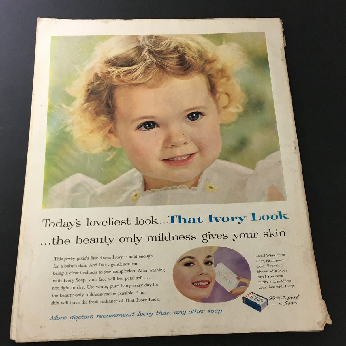 Cover of VTG Journal Magazine July 1959 Vol 76 #7 showcasing an advertisement for Ivory soap with a smiling child, highlighting 1950s beauty standards.
