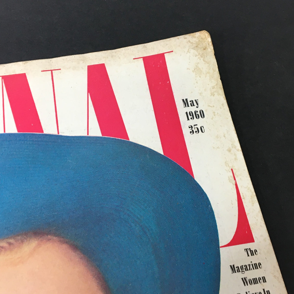 Cover of VTG Journal Magazine May 1960 featuring bold red letters and a portrait of a woman wearing a blue hat, capturing the vintage essence.