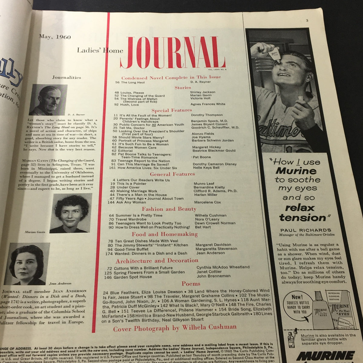 Table of contents page from VTG Journal Magazine May 1960, displaying section headings and features, complete with a vintage layout.