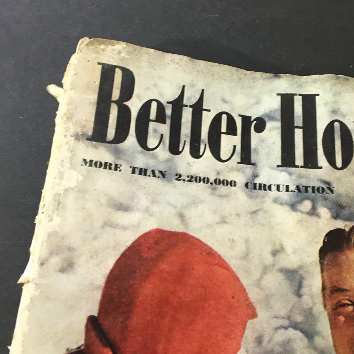 Close-up of the title area of VTG Better Homes & Gardens December 1940 Vol 19 #4, highlighting the magazine's name and circulation details against a textured background.