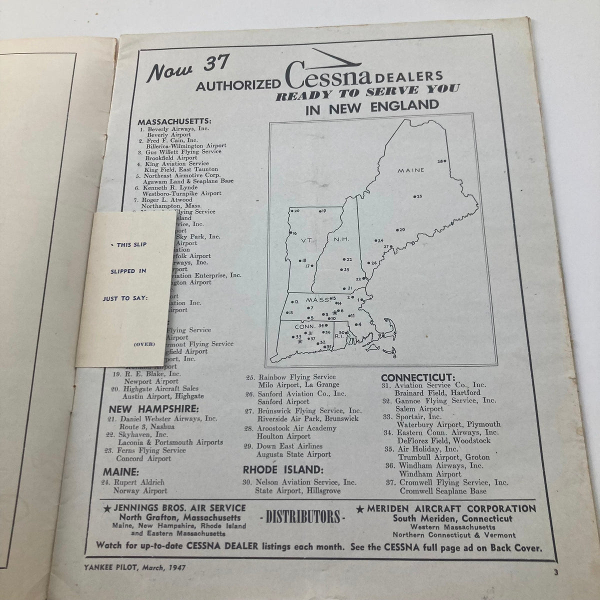 Vintage Yankee Pilot Magazine March 1947 Boston Braves Plane No Label