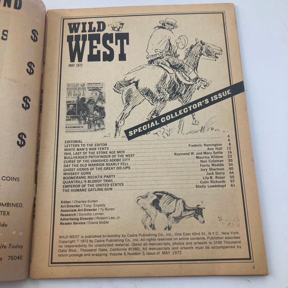 Vintage Wild West Magazine May 1972 Vol 4 No. 3 The Humane Gatling Gun No Label
