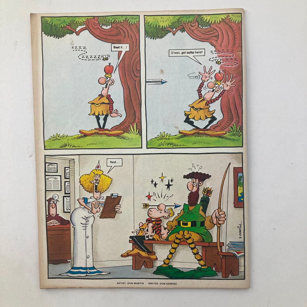 Illustration from VTG Mad Magazine September 1983 No. 241 featuring humorous comic panels with characters interacting in a whimsical outdoor setting. The comic depicts a playful exchange and showcases the distinctive art style of Don Martin, reflecting the magazine's playful satire on social issues.