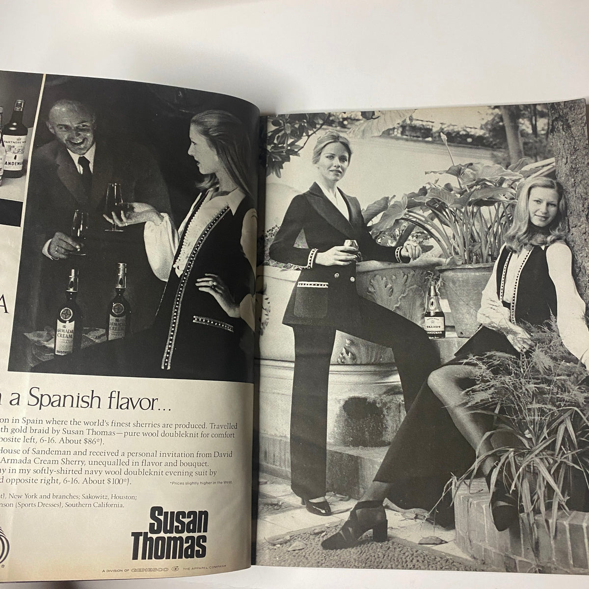 Fashion editorial from Vogue Magazine September 1, 1971 featuring models in elegant attire and playful poses, reflecting the chic styles of the 1970s.