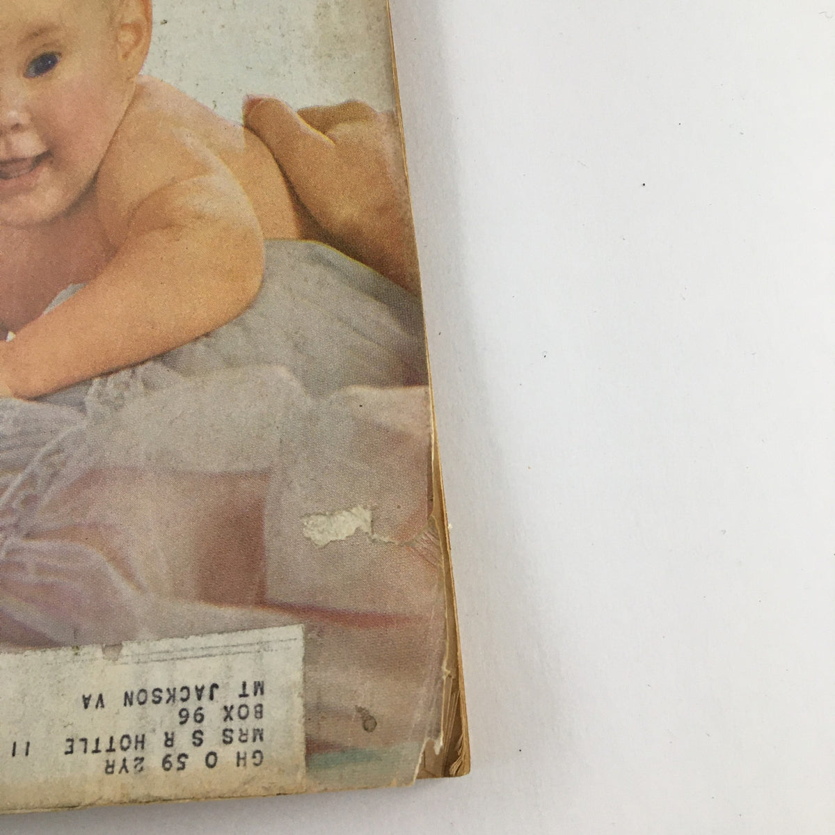 Side view of the September 1959 Good Housekeeping Magazine displaying the Warden's Wife book by Gladys Duff with visible address label.