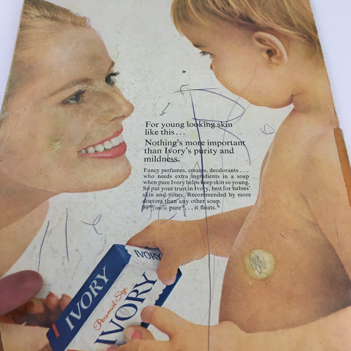 Back cover of Good Housekeeping Magazine March 1967, advertising Ivory soap with a vintage illustration of a mother and child.