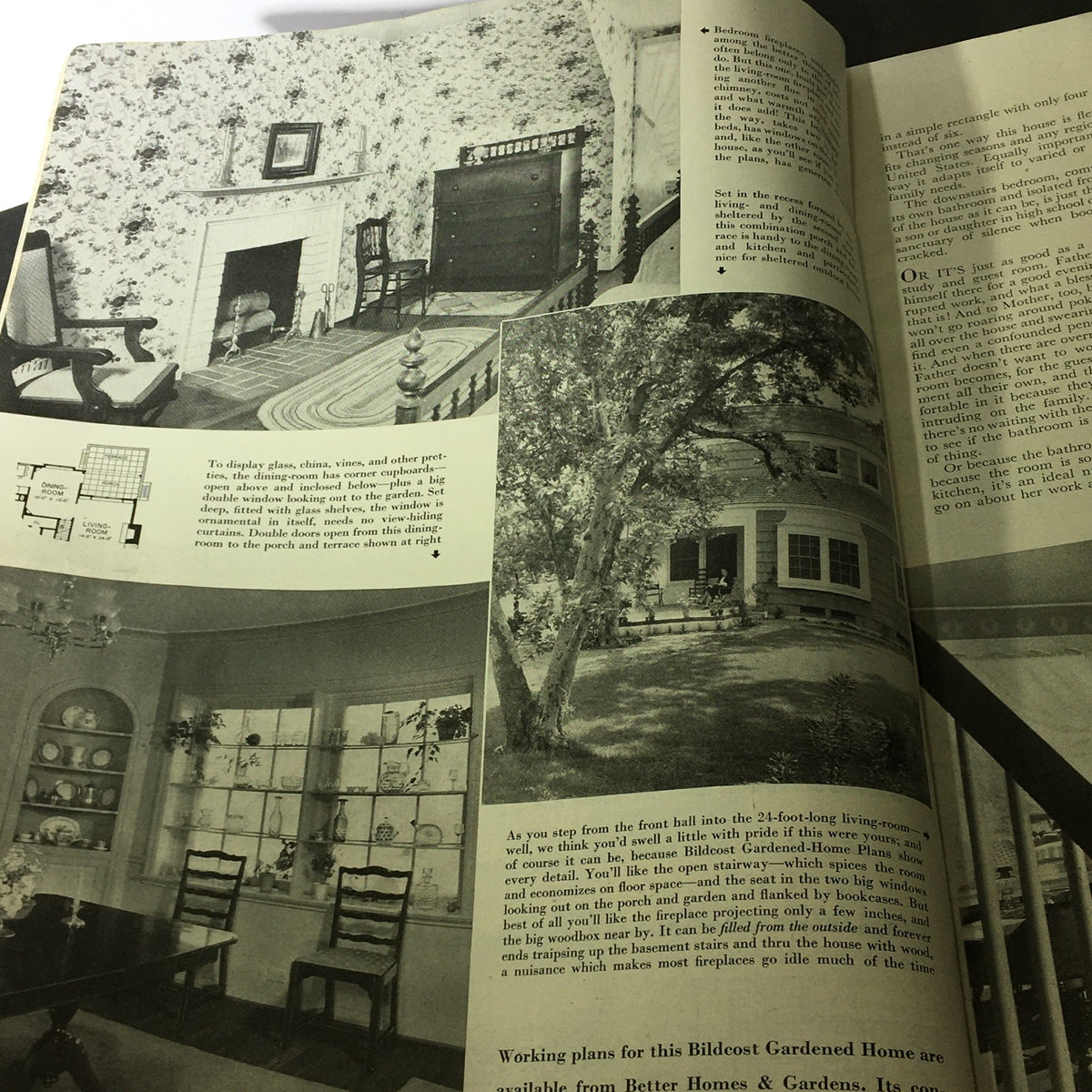 Interior image showcasing vintage home design from the VTG Better Homes & Gardens August 1940 edition, featuring a living room layout and decorative elements.