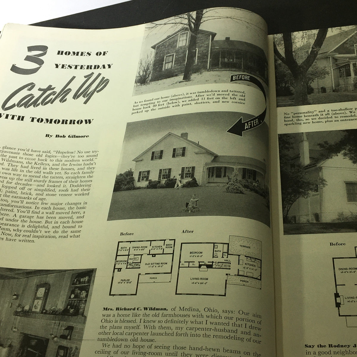Before and after renovation images included in the VTG Better Homes & Gardens May 1941 showcasing home improvements.