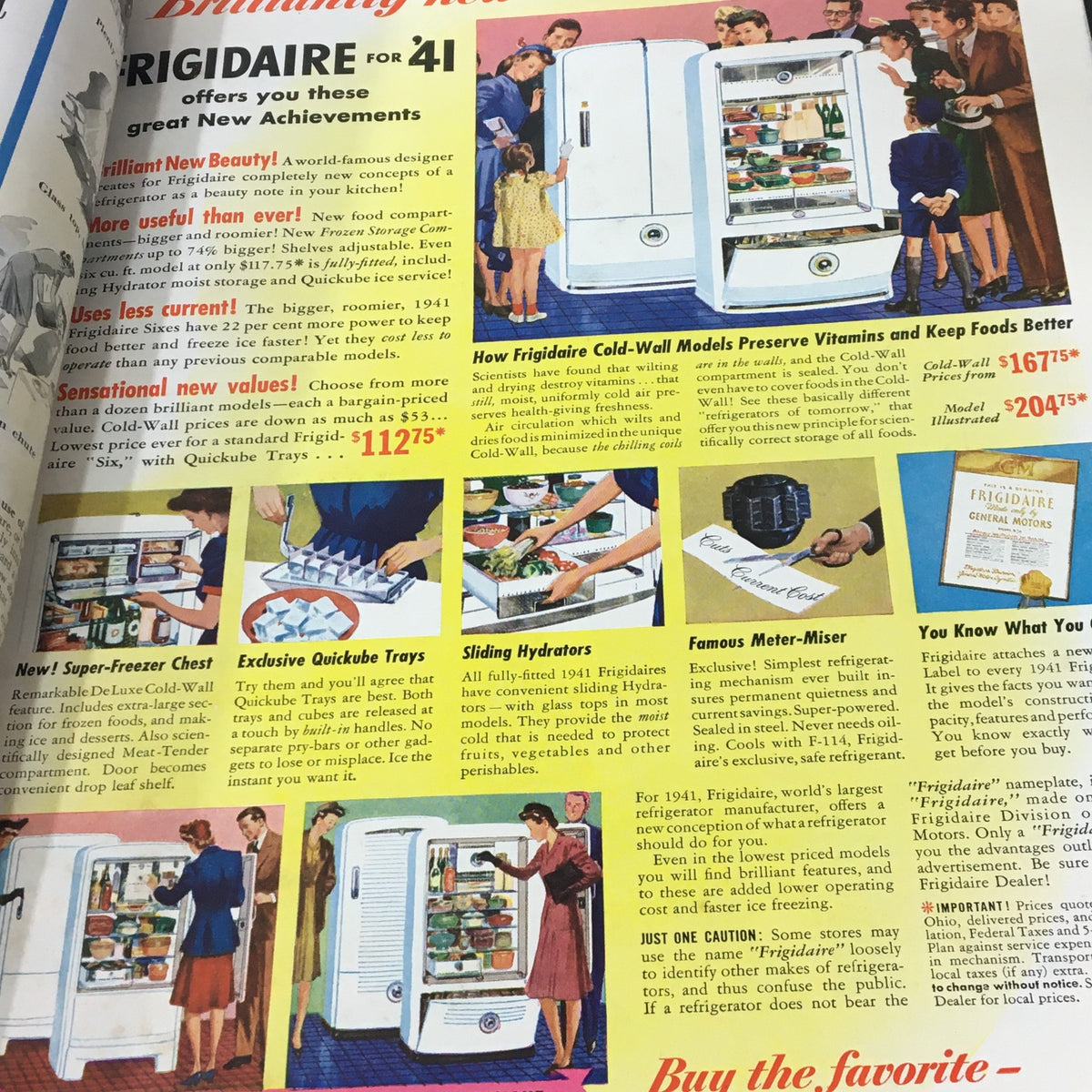 VTG Better Homes & Gardens April 1941 Flower Arranging Made Easy - A vintage advertisement for Frigidaire refrigerators, featuring their new models and marketing slogans.