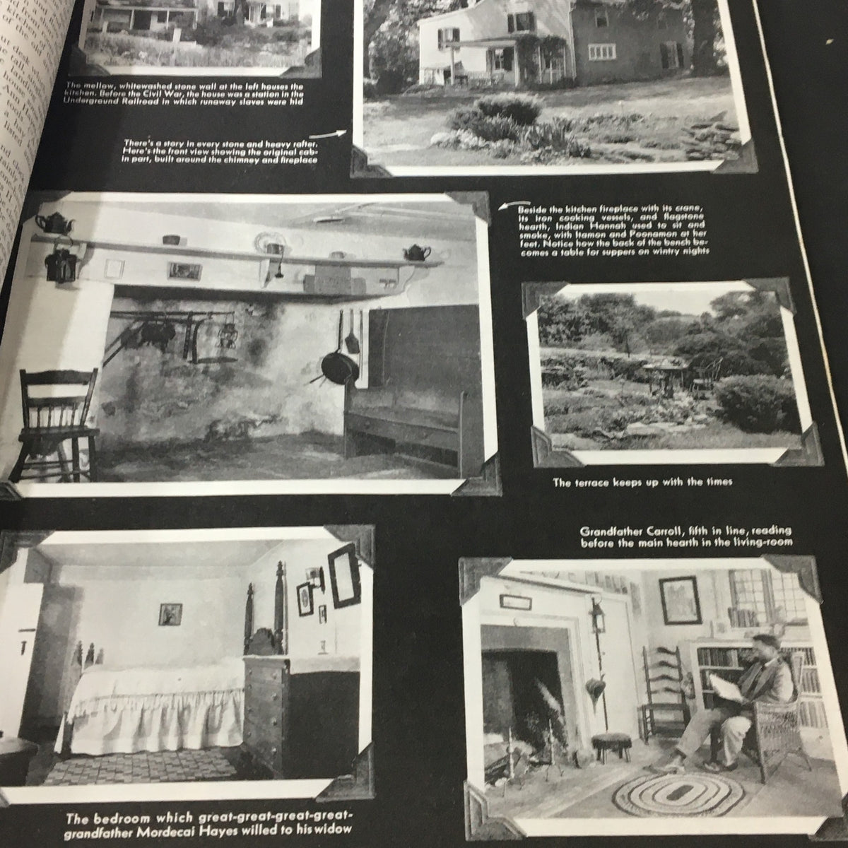 Historical black and white photographs featured in VTG Better Homes & Gardens June 1941 Dead Kitchen Comes To Life, depicting period interiors and domestic life.