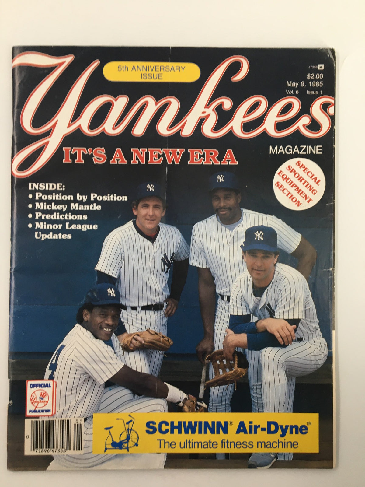Cover of VTG Yankees Magazine May 9 1985 featuring players in Yankees uniforms, highlighting Ricky Henderson and Dave Winfield, showcasing a pivotal moment in baseball history.