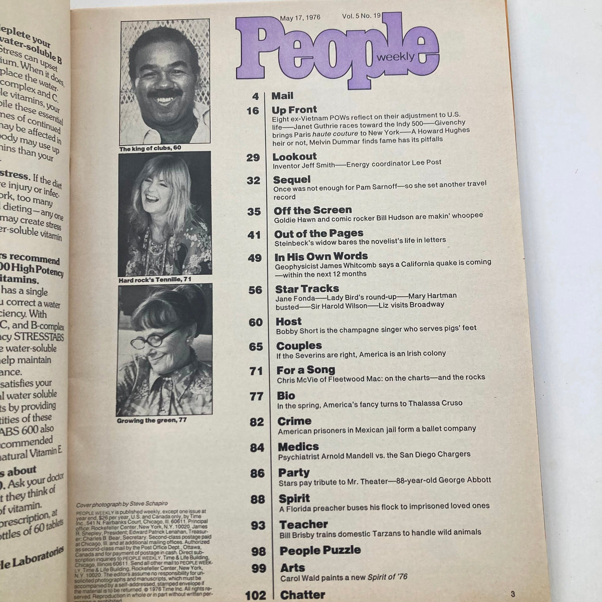Vintage People Weekly Magazine May 17 1976 Vol 5 No. 19 Goldie Hawn No Label