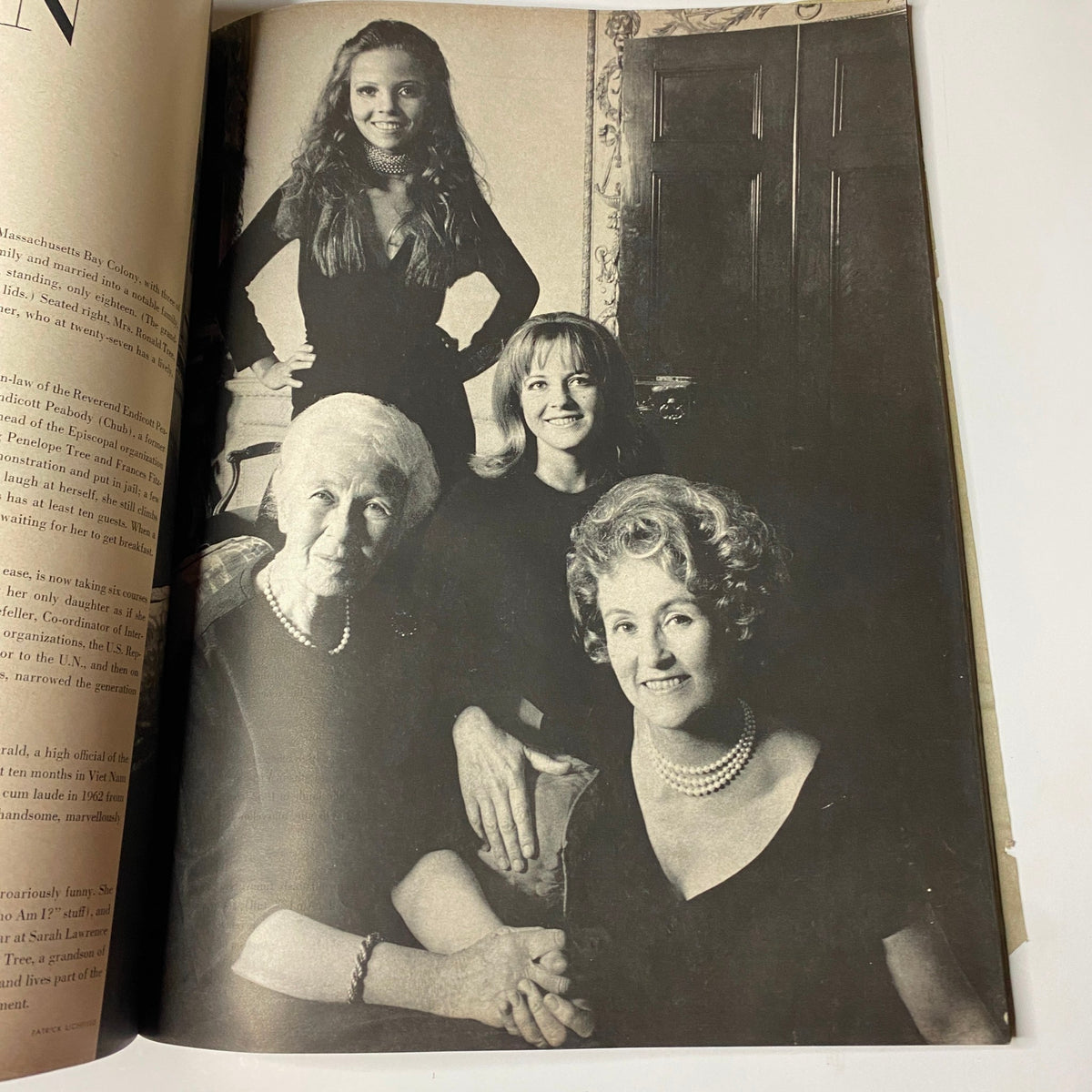 Vogue Magazine May 1968 - Katharine Ross by Bert Stern, showing a heartwarming image of four generations of women in elegant attire.