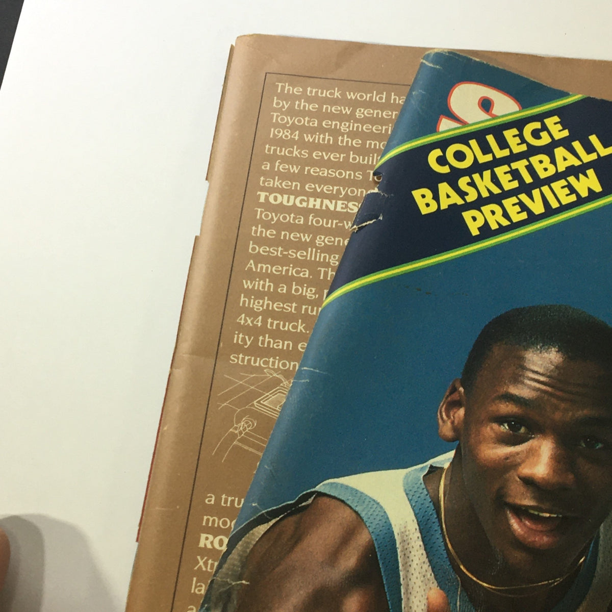 Close-up of the VTG Sports Illustrated Magazine November 28 1983 cover featuring Michael Jordan, highlighting the college basketball preview content and vintage design.