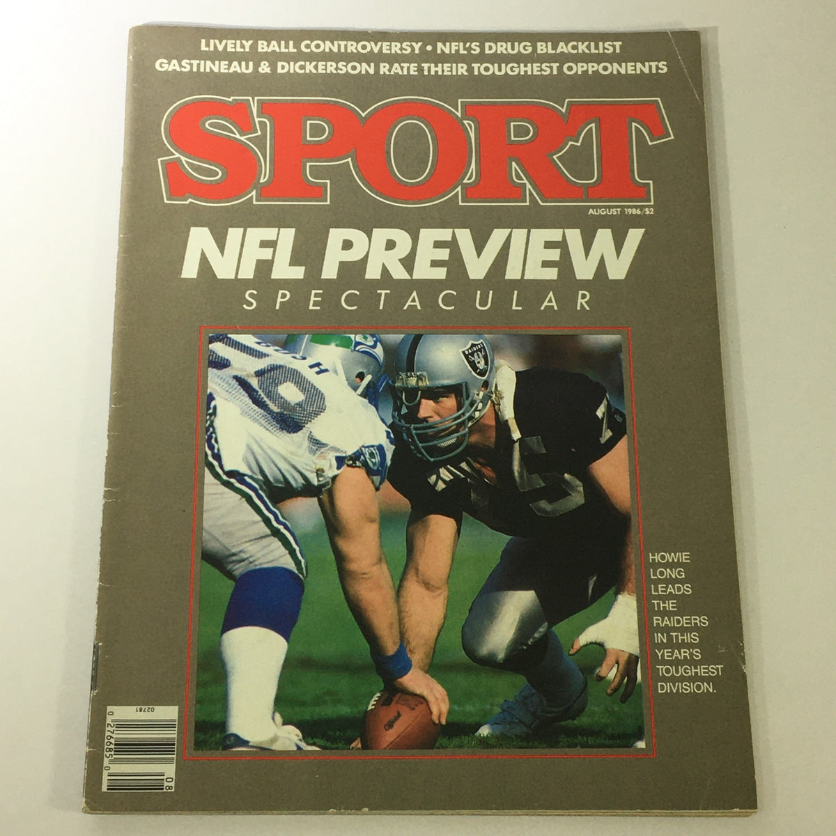 VTG Sport Magazine August 1986 Vol 77 #8 NFL Preview featuring Mark Gastineau, showcasing the cover image with a football scene depicting two players in action during a game.