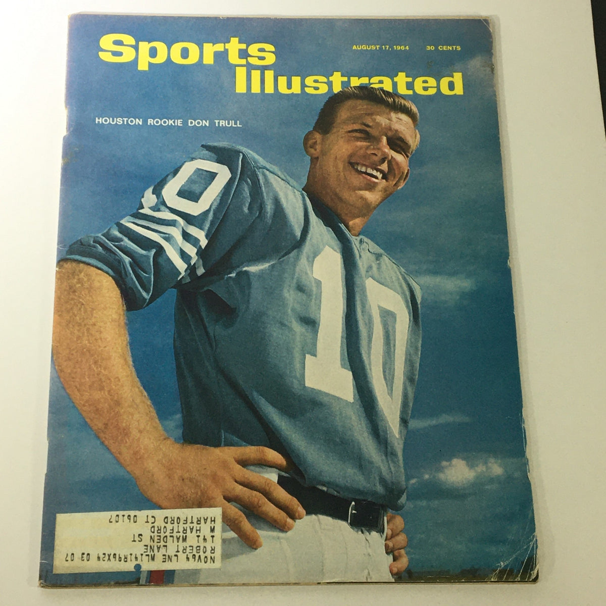 Vintage Sports Illustrated Magazine from August 17, 1964 featuring Houston rookie Don Trull on the cover, showcasing his smiling face and jersey number 10 against a scenic blue sky.