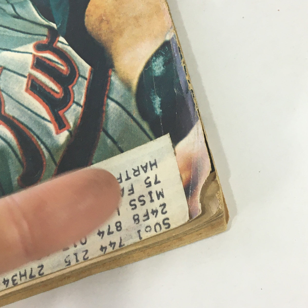 Side view of the vintage Sport Magazine June 1970 Vol 49 #6 with visible address label, highlighting the authenticity of the issue featuring Harmon Killebrew.