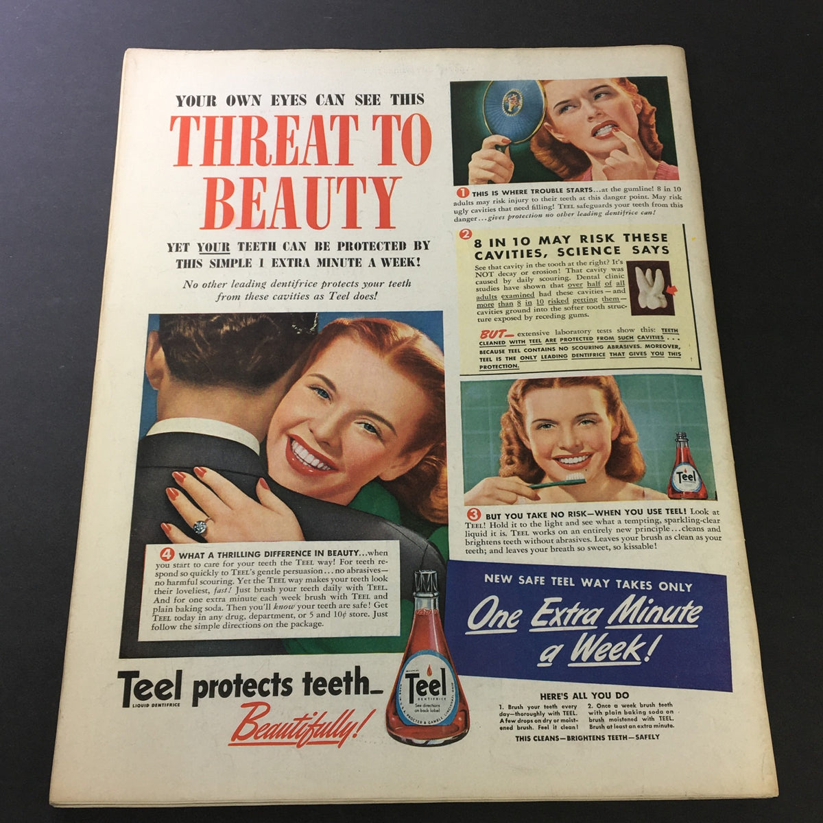 VTG The Saturday Evening Post May 13 1944 showcases a vintage advertisement for Teel toothpaste, promoting dental care with eye-catching graphics and bold text.
