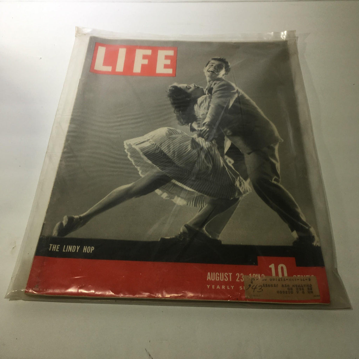 Life Magazine cover from August 23, 1943, featuring The Lindy Hop, showcasing a couple dancing energetically, representing the vibrant culture of the early 1940s.